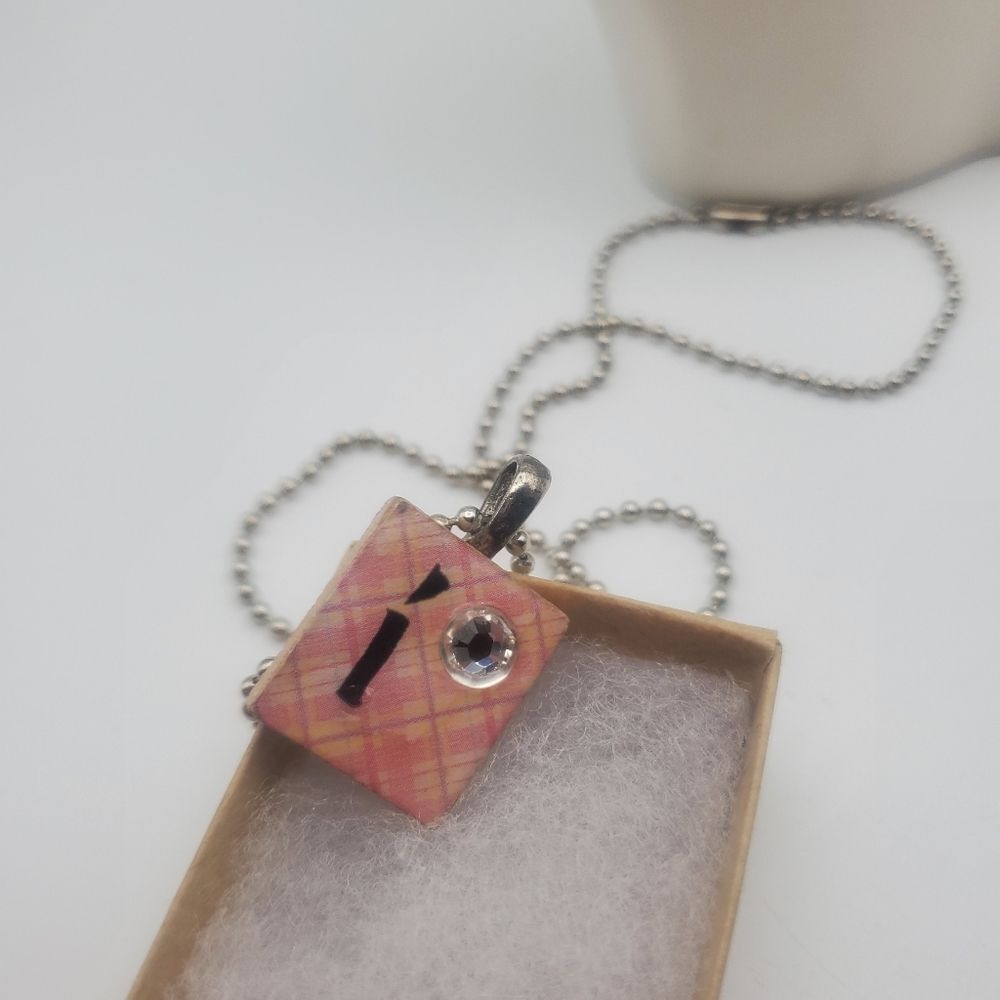 Scrabble necklace initial I customized